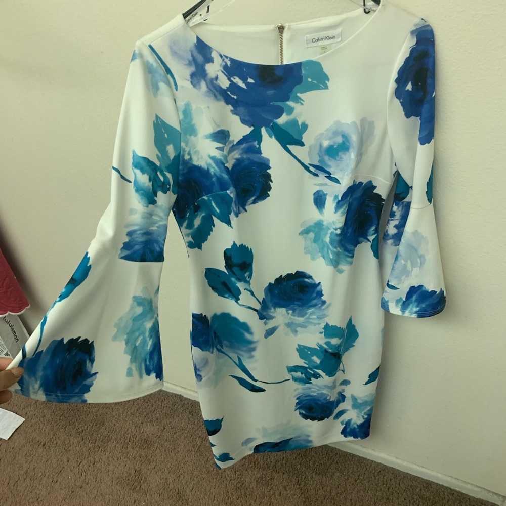 Floral print Calvin Klein dress with bell sleeves